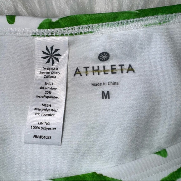 Athleta White and Green High Waisted Full Coverage Bikini Bottom Lycra UPF 50 M - Picture 3 of 10